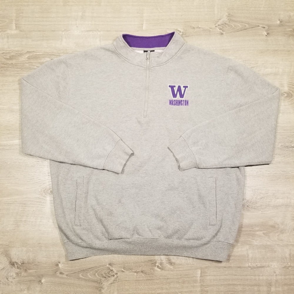 Washington Huskies Colosseum Quarter Zip Sweater Mens XXL Gray Pockets NCAA